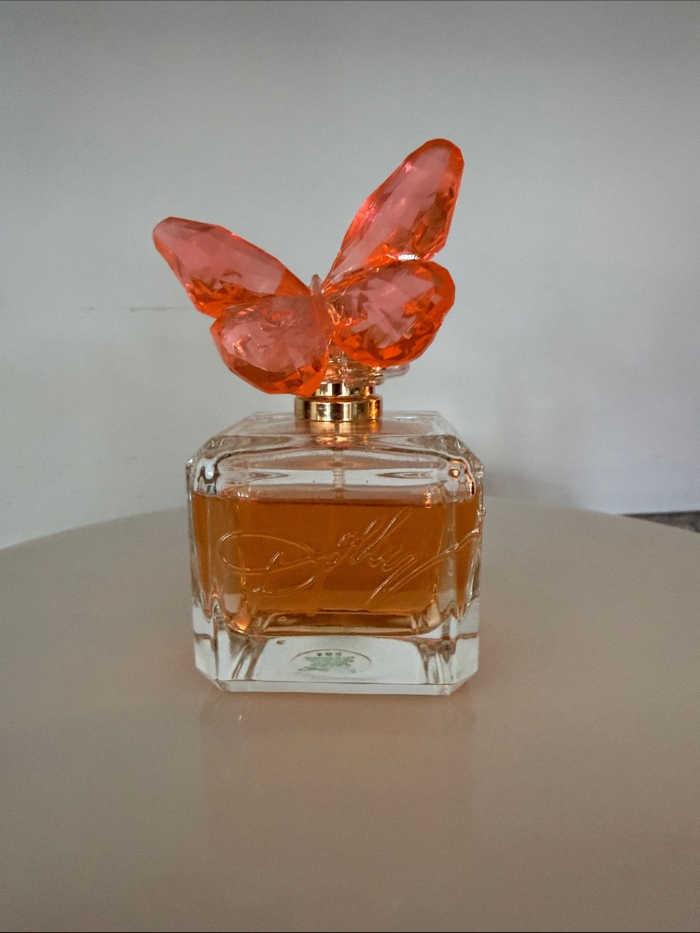 Dolly by Dolly Parton Butterfly-Top Glass Perfume Bottle in Amber & Coral